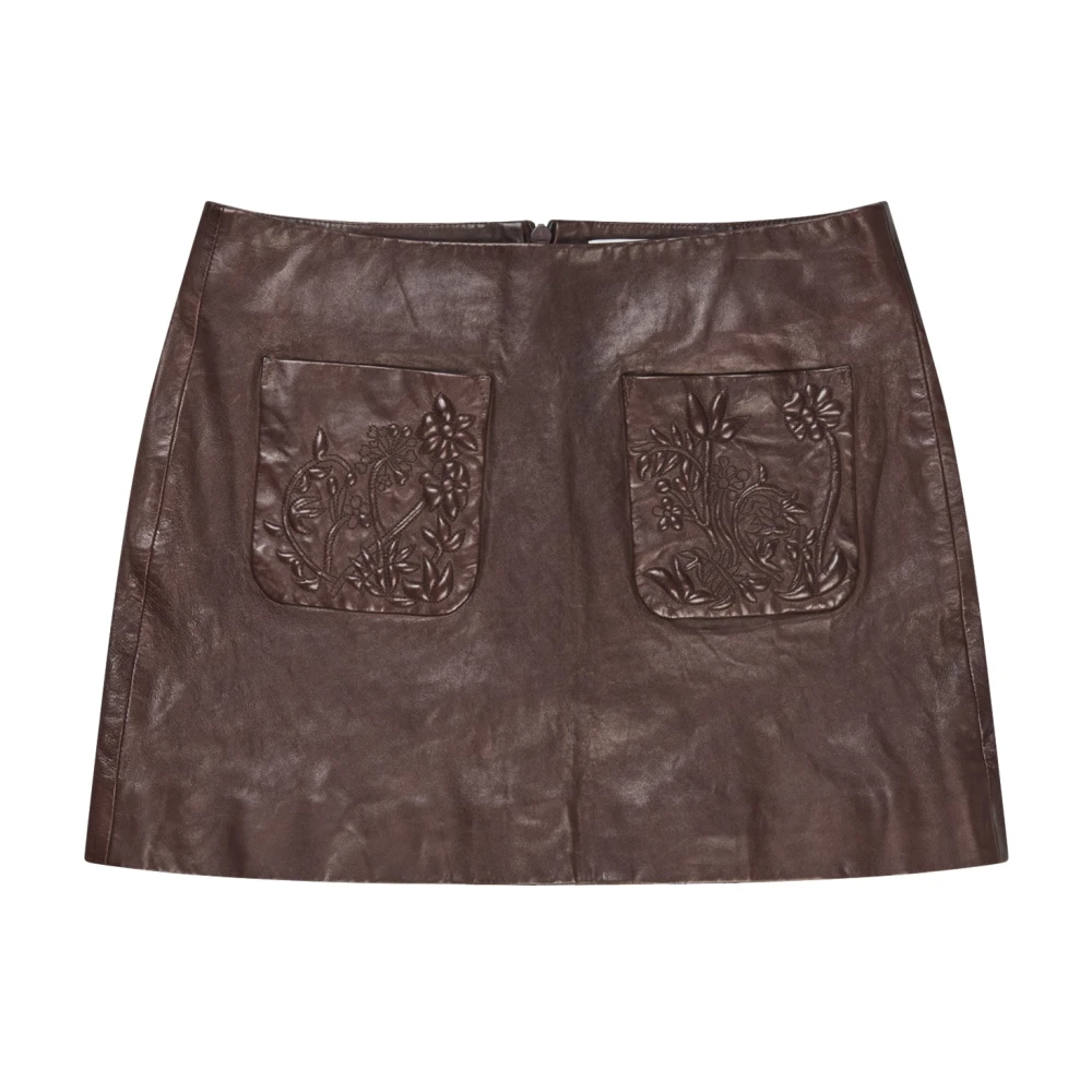 Munthe Women's Brown Leather Skirts, Xl, Leather Skirts