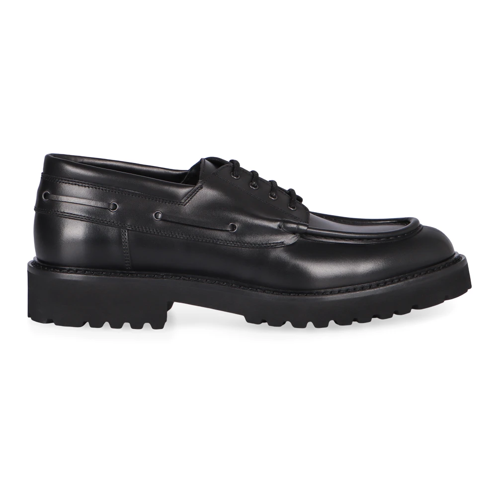 Doucal's Men's Black Laced Shoes, 8 1/2 Uk, Leather Lace-Up Shoes