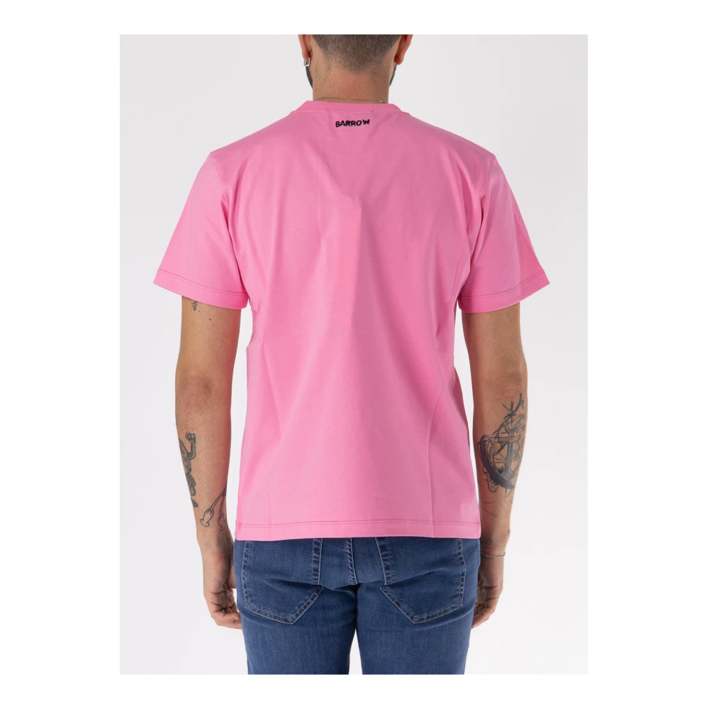 Barrow Logo Unisex T-shirt met Ronde Hals Pink Heren