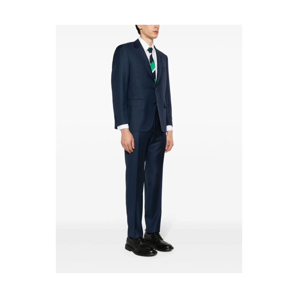 Canali Navy Blauwe Wollen Blazer en Broek Blue Heren