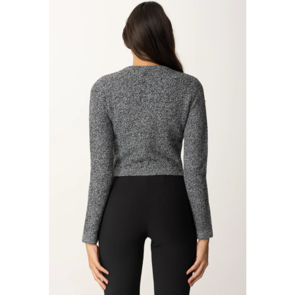 Elisabetta Franchi Grijze Bouclé Vest Lange Mouwen Gray Dames