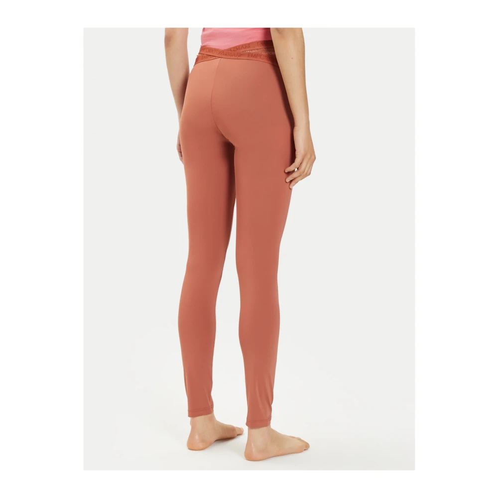 Emporio Armani Stretch Leggings Gedrukt Logo Brown Dames