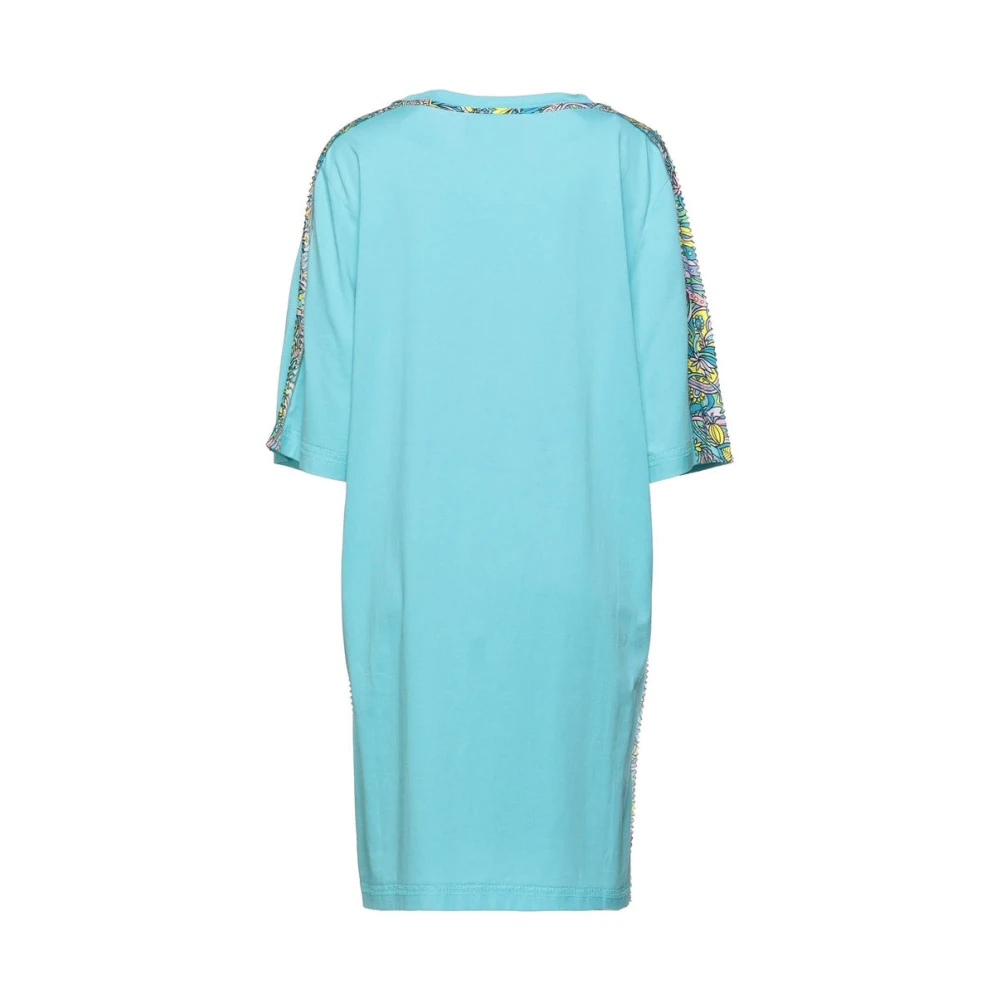 Moschino Couture T-shirt Jurk met Kleurrijk Logo Blue Dames
