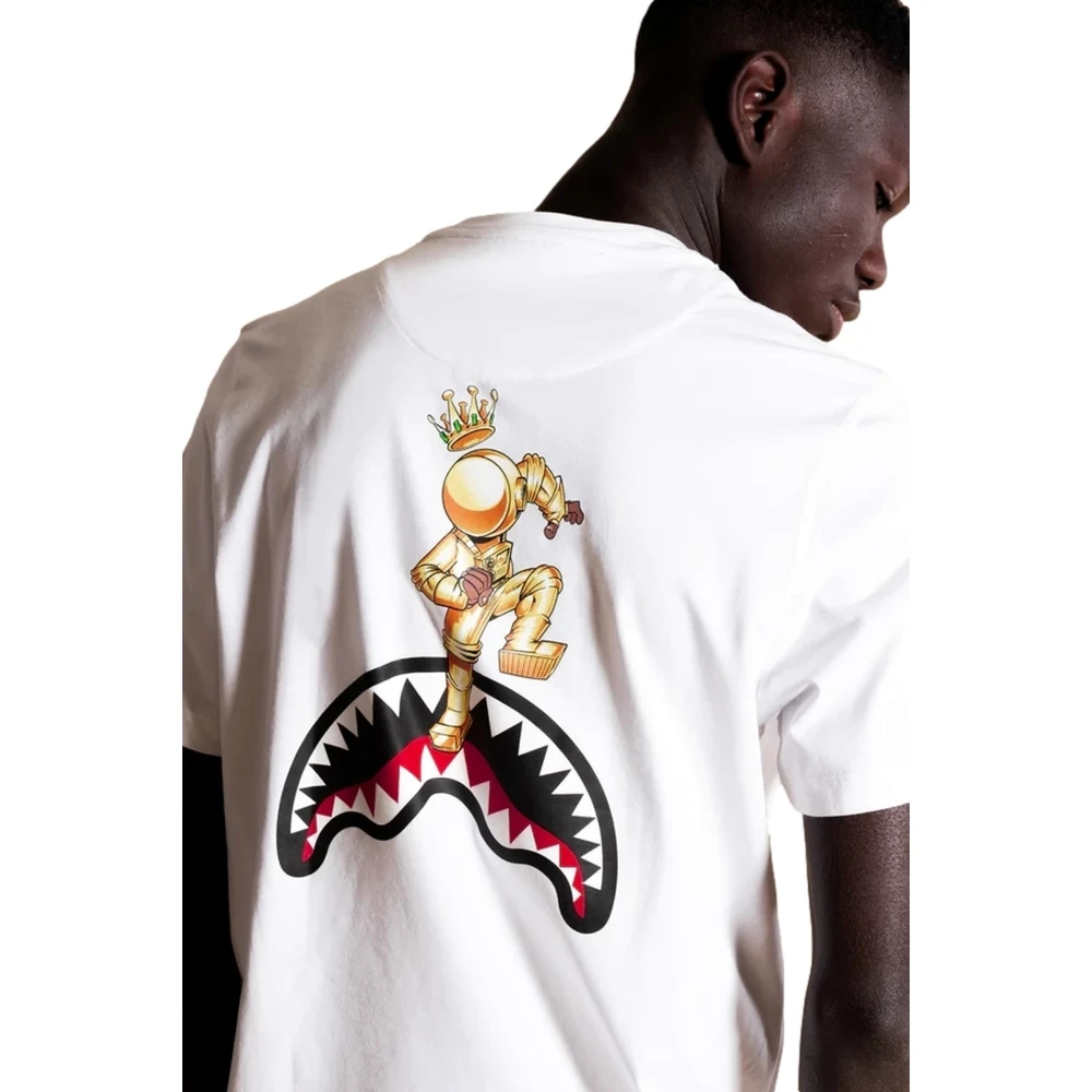 Sprayground Witte Astromane Jump Tee Shirt White Heren