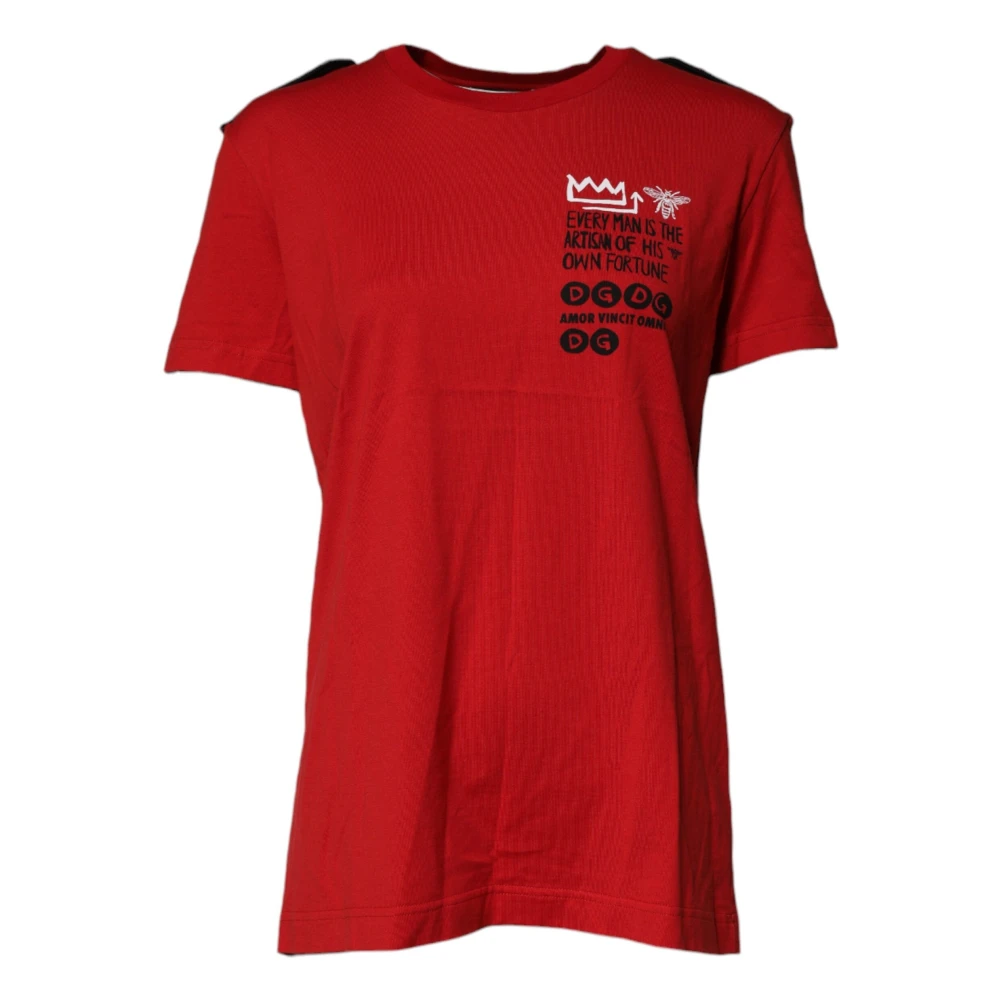Dolce & Gabbana Women's Red T-Shirts, Xs, Graphic Print T-Shirt