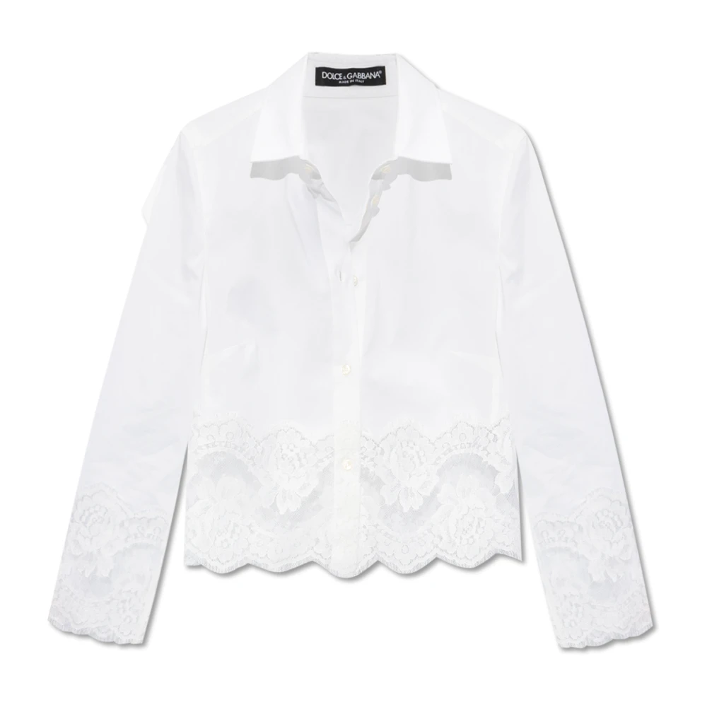 Dolce & Gabbana Women's White Cropped Shirt - Shirts - 2XL - Blouses & Shirts