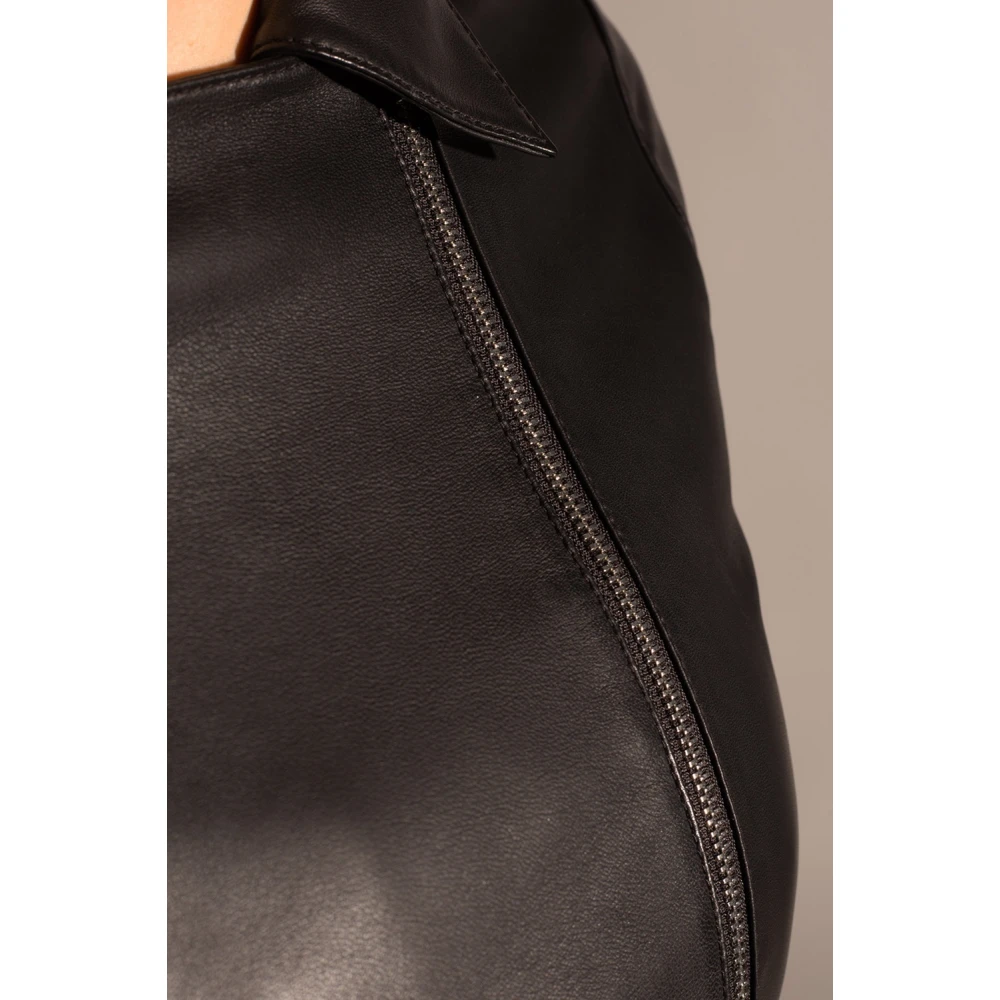 Emporio Armani Leren jas Black Dames