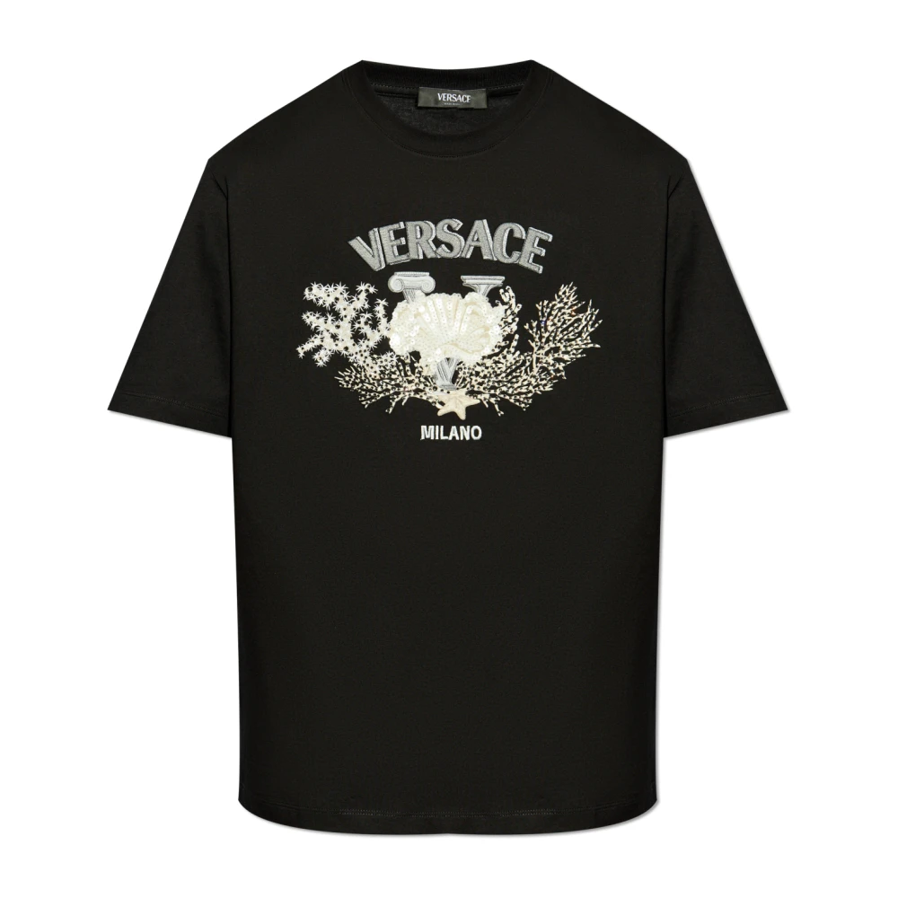Versace T-shirt met logo Black Heren