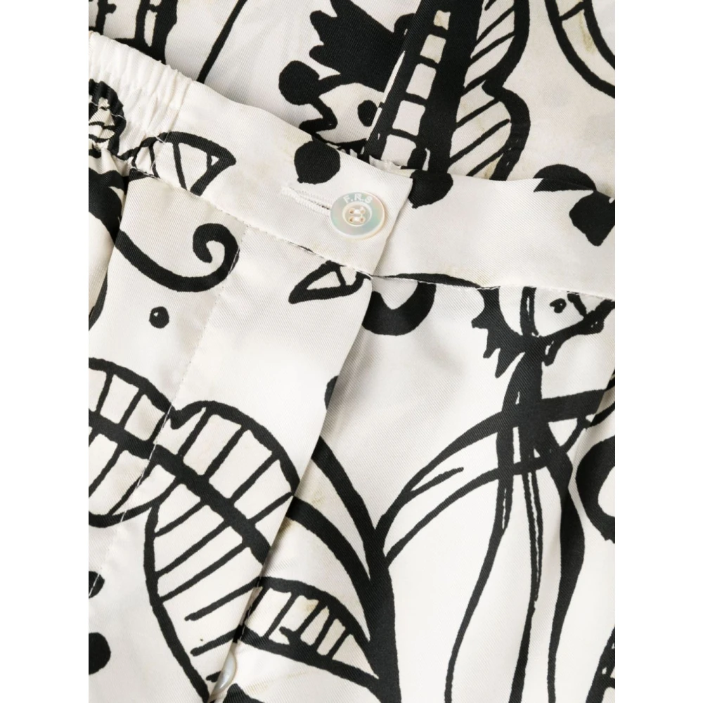 F.r.s For Restless Sleepers Zijden Palazzo Broek met Bloemenprint White Dames