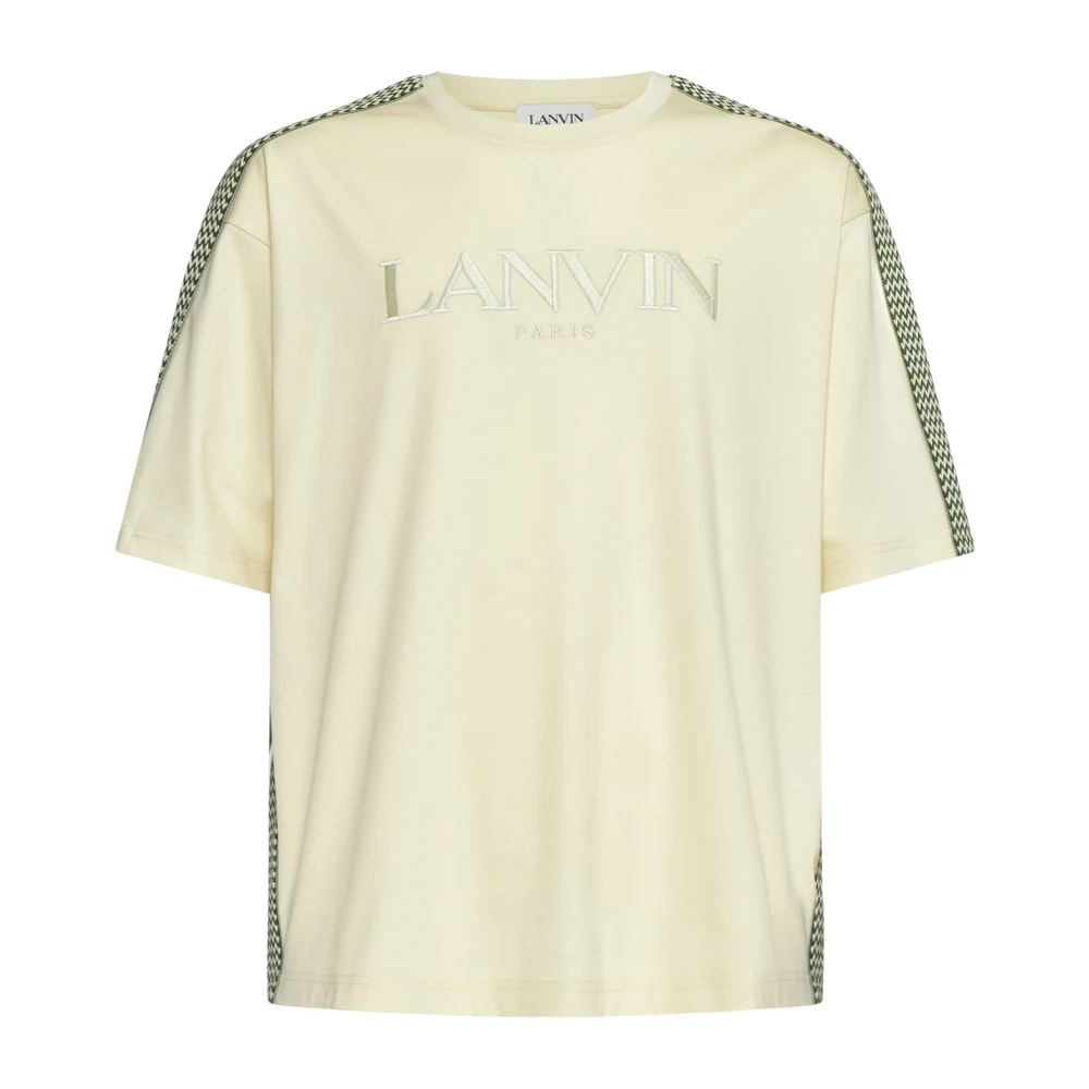 Lanvin Lichtgele Katoenen T-shirt met Logo Beige Heren