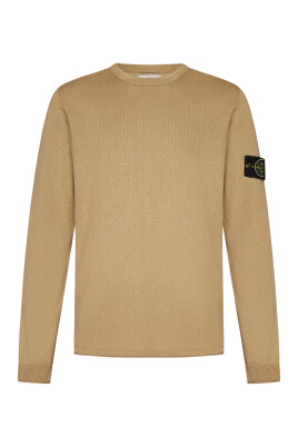 pull-beige-a-cotes-avec-badge