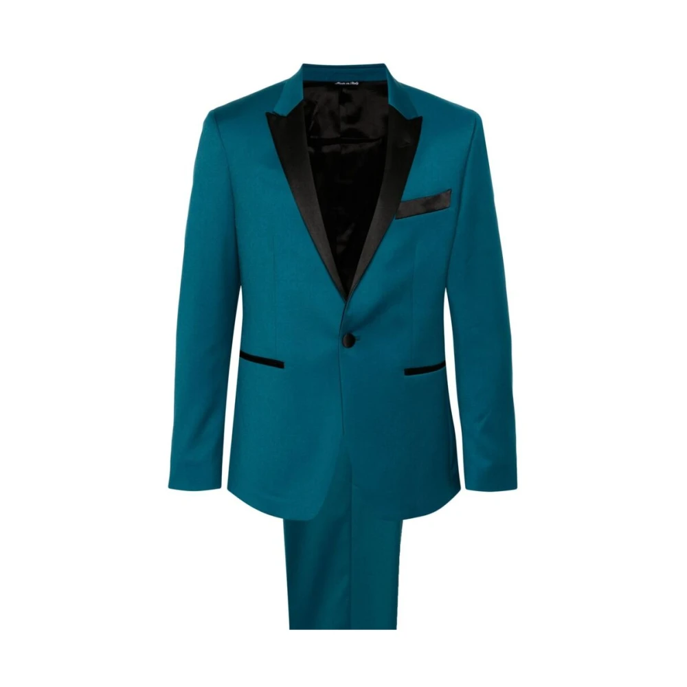 Reveres 1949 Turquoise Blazer met Broek Set Blue Heren
