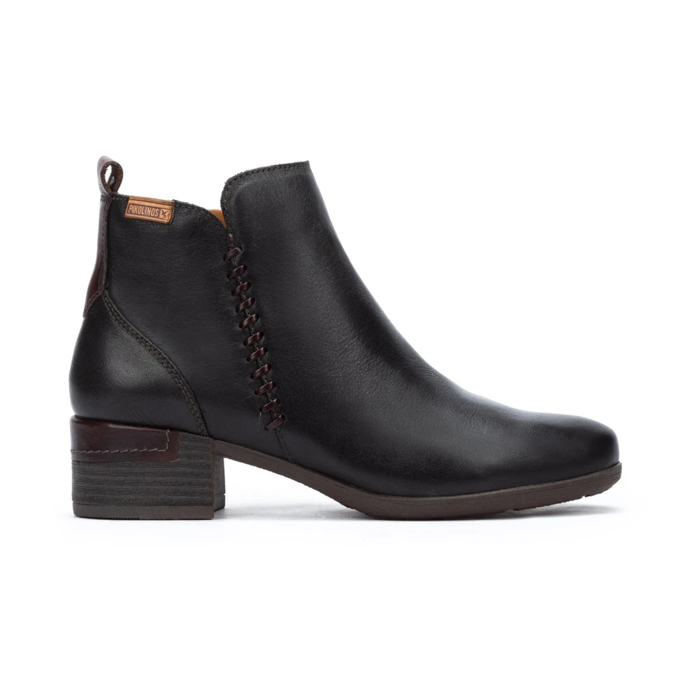 Pikolinos Botín De Tacón Con Detalles De Cuero Shoes Mujer Negro 42 Eu