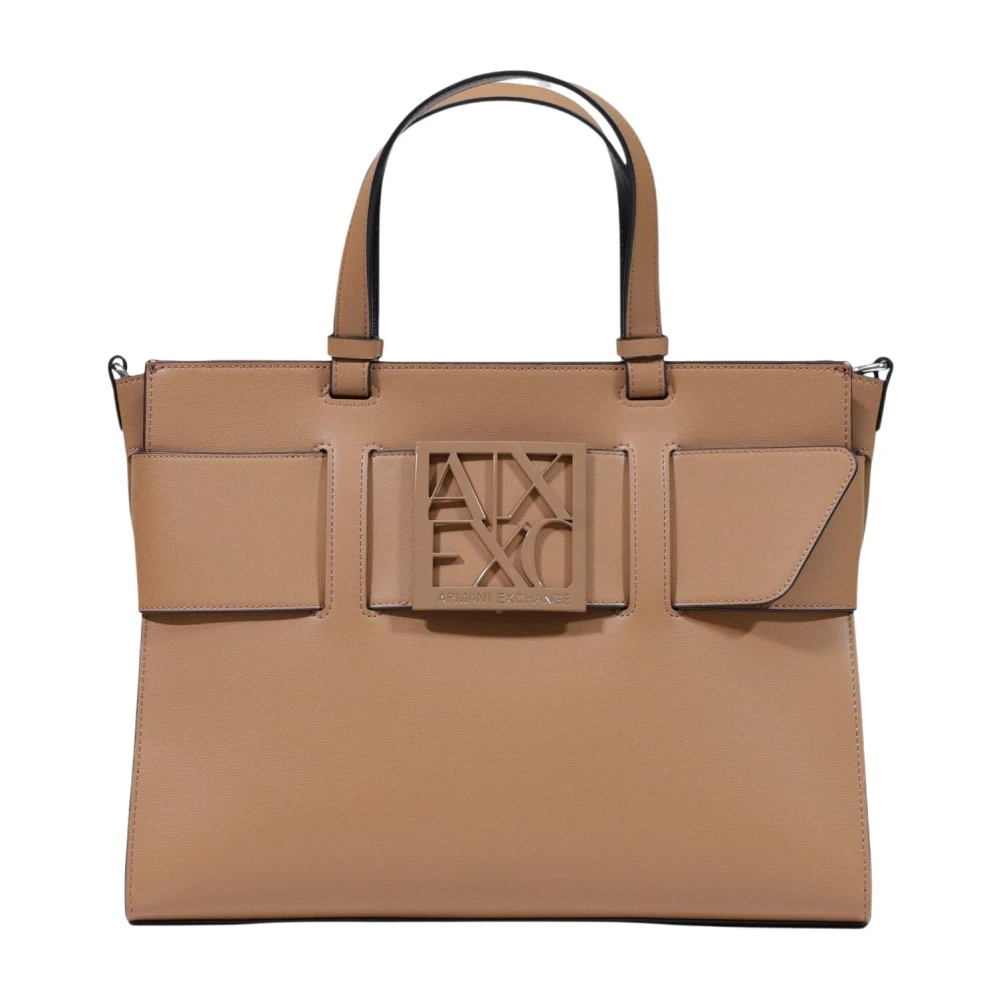 Armani Exchange Bolso Shopper Grande Con Hebilla De Logo Bags Mujer Beige 
