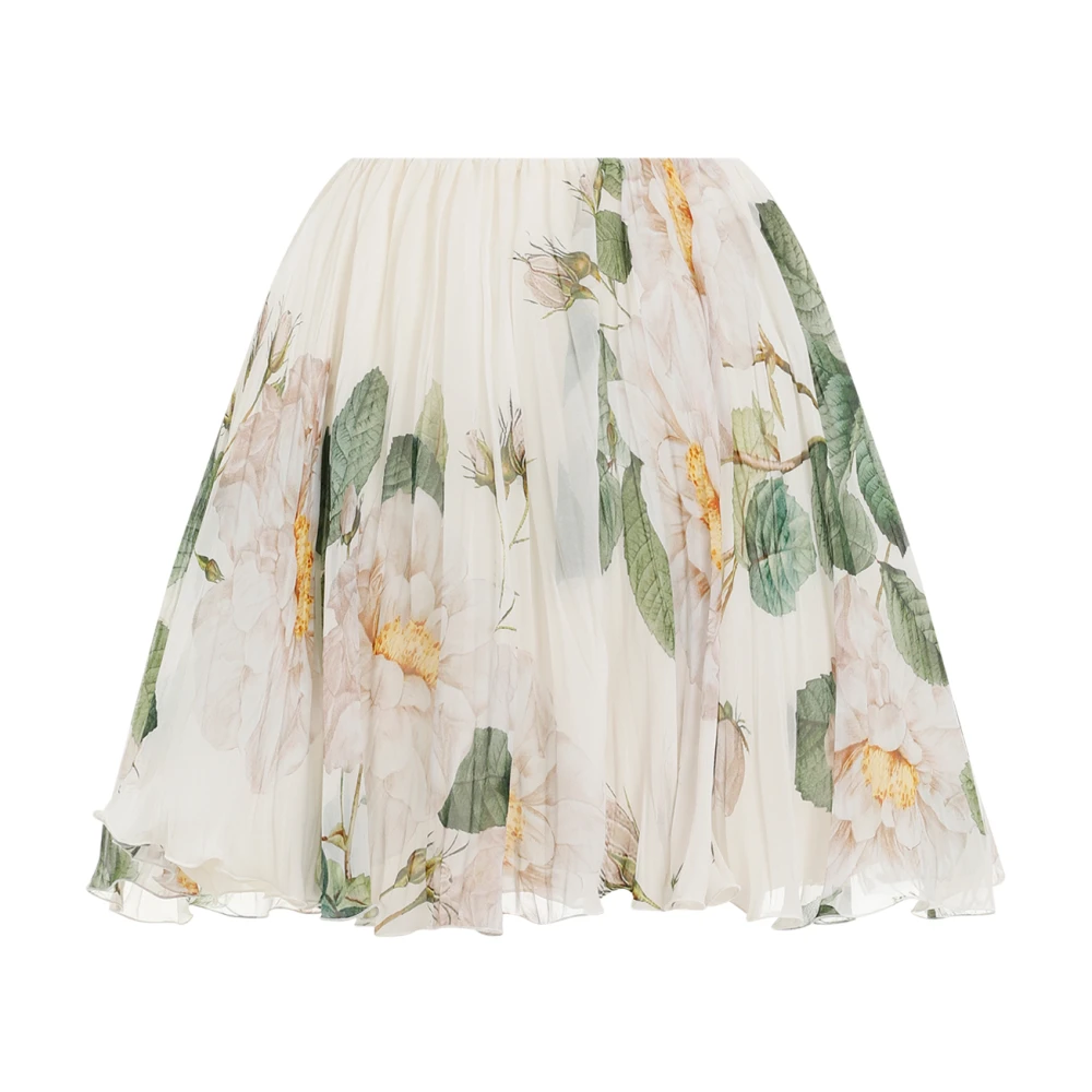 Giambattista Valli Magnolia Print Silk Skirt White Multicolor Dames