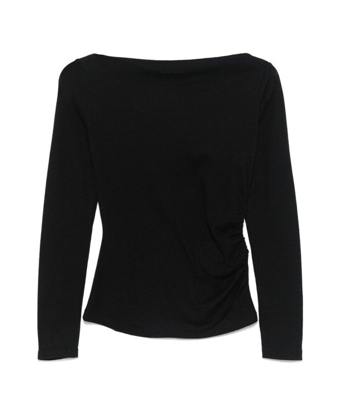 haut-noir-a-encolure-bateau-et-poignets-evases