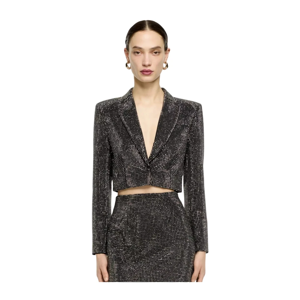 Roland Mouret Zwarte Kristal-geaccentueerde Korte Jas Black Dames