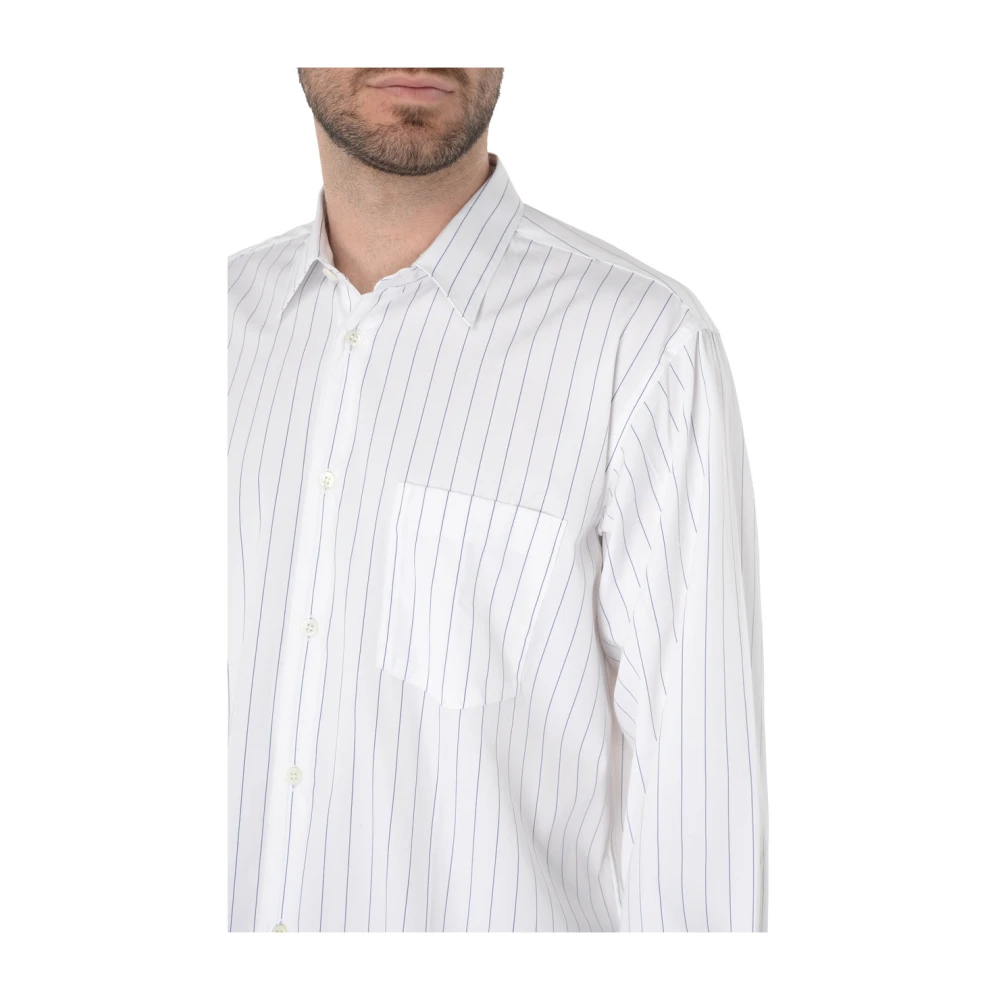 Comme des Garçons Wit en marineblauw gestreept overhemd White Heren