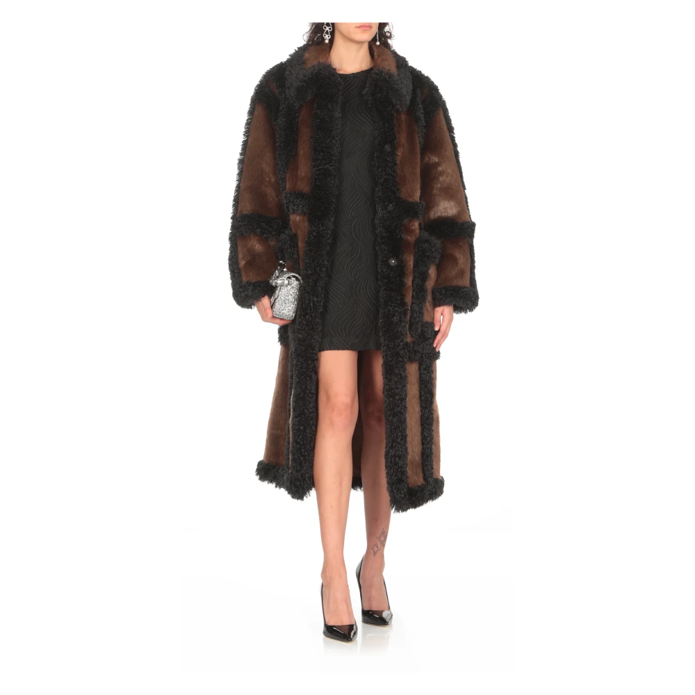 Stand Studio Bruine Faux Fur Kraag Jas Brown Dames