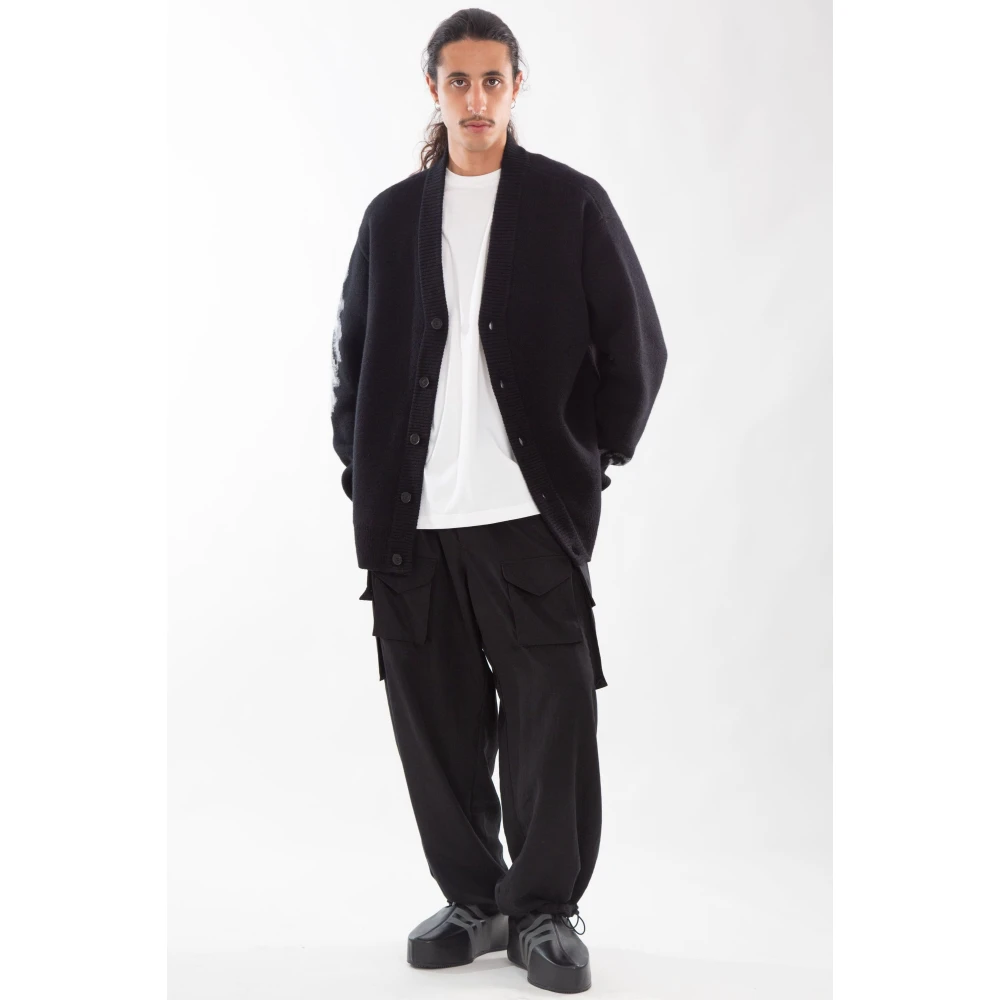 Y-3 Zwarte Twill Cargo Broek Black Heren