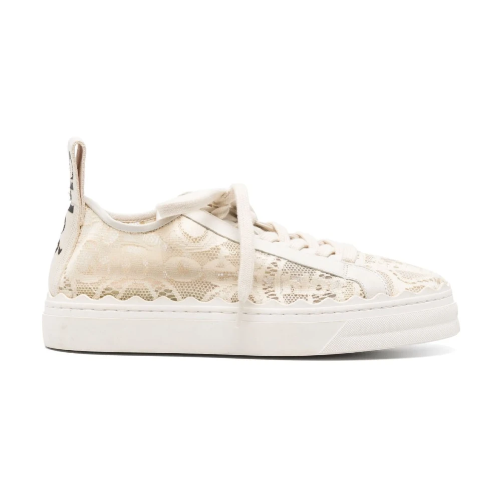 Chloé , Sneakers, Female, Beige, 4 Uk, Beige Silk Nylon Trainers
