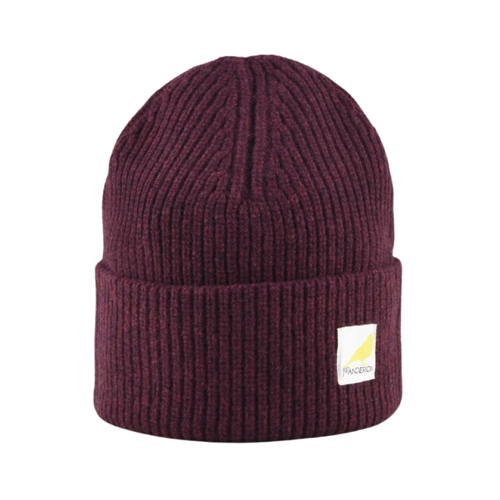 JW Anderson Karmozijn Lamswol Gebreide Muts Brown