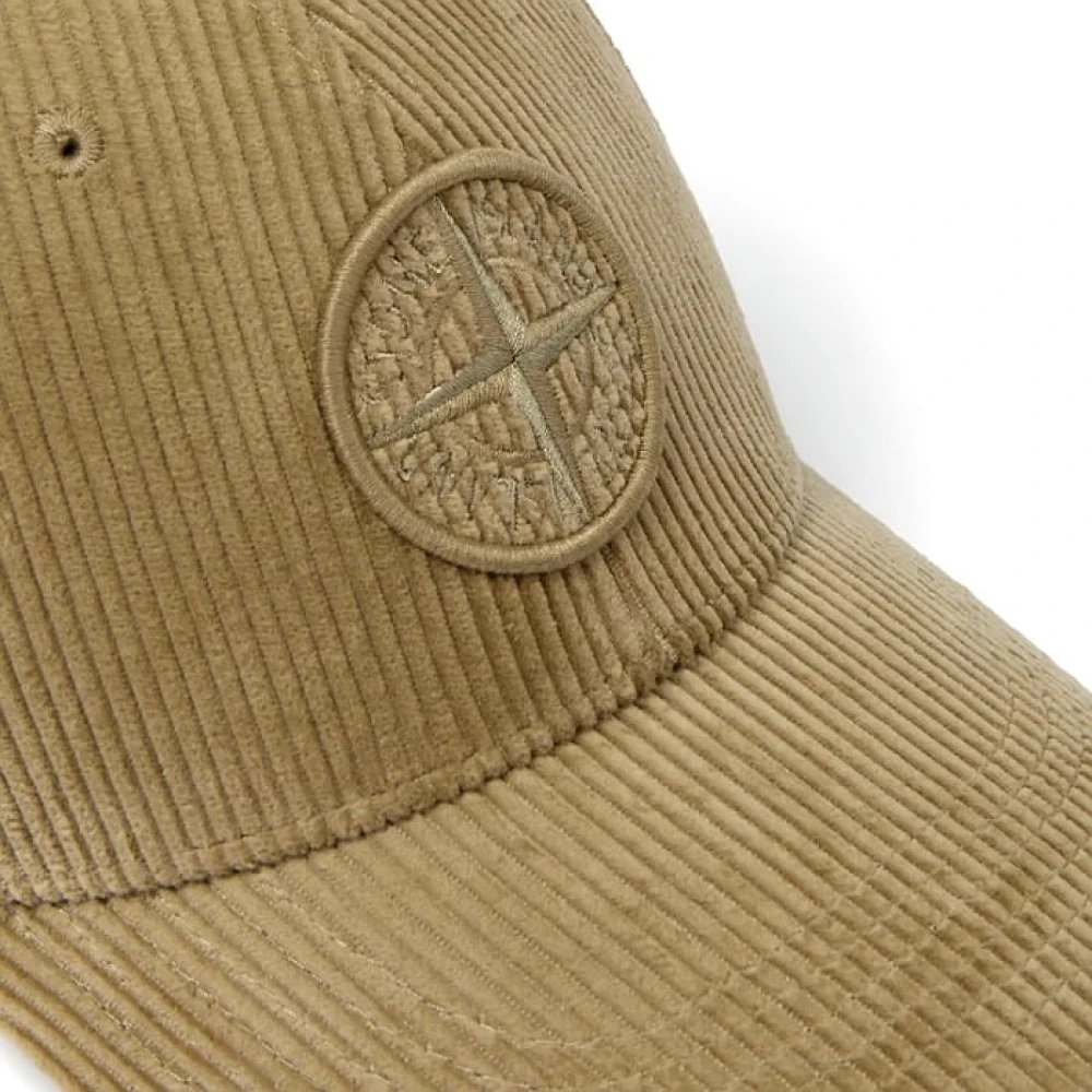 Stone Island Corduroy Logo Cap Verstelbare Band Clip Beige Heren