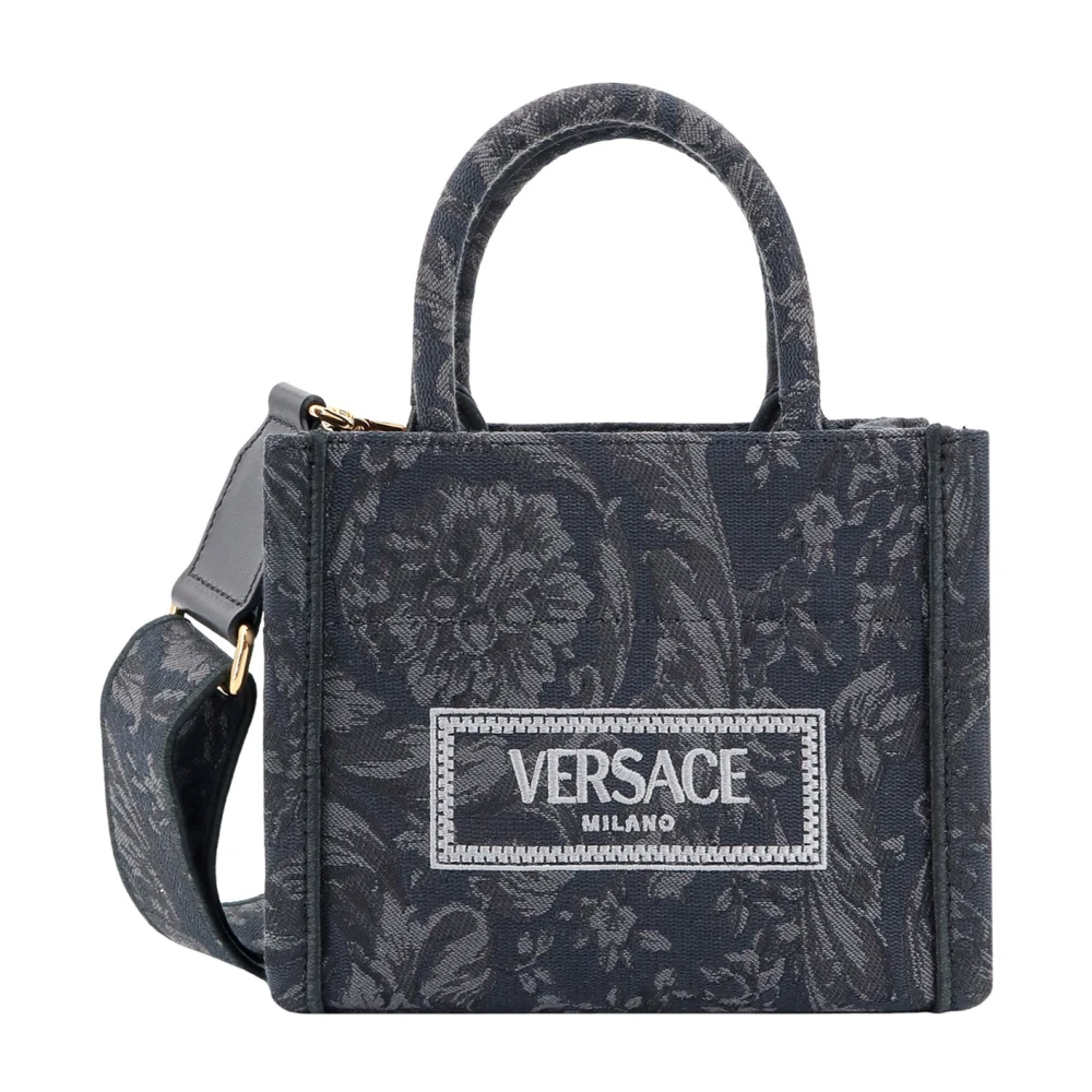 Versace Barocco Jacquard Handtas Vintage Stijl Black Dames
