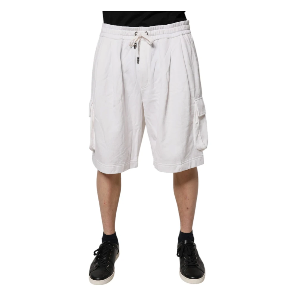 Dolce & Gabbana Men's White Long Shorts,, Cargo Bermuda Sweatshorts 3XL