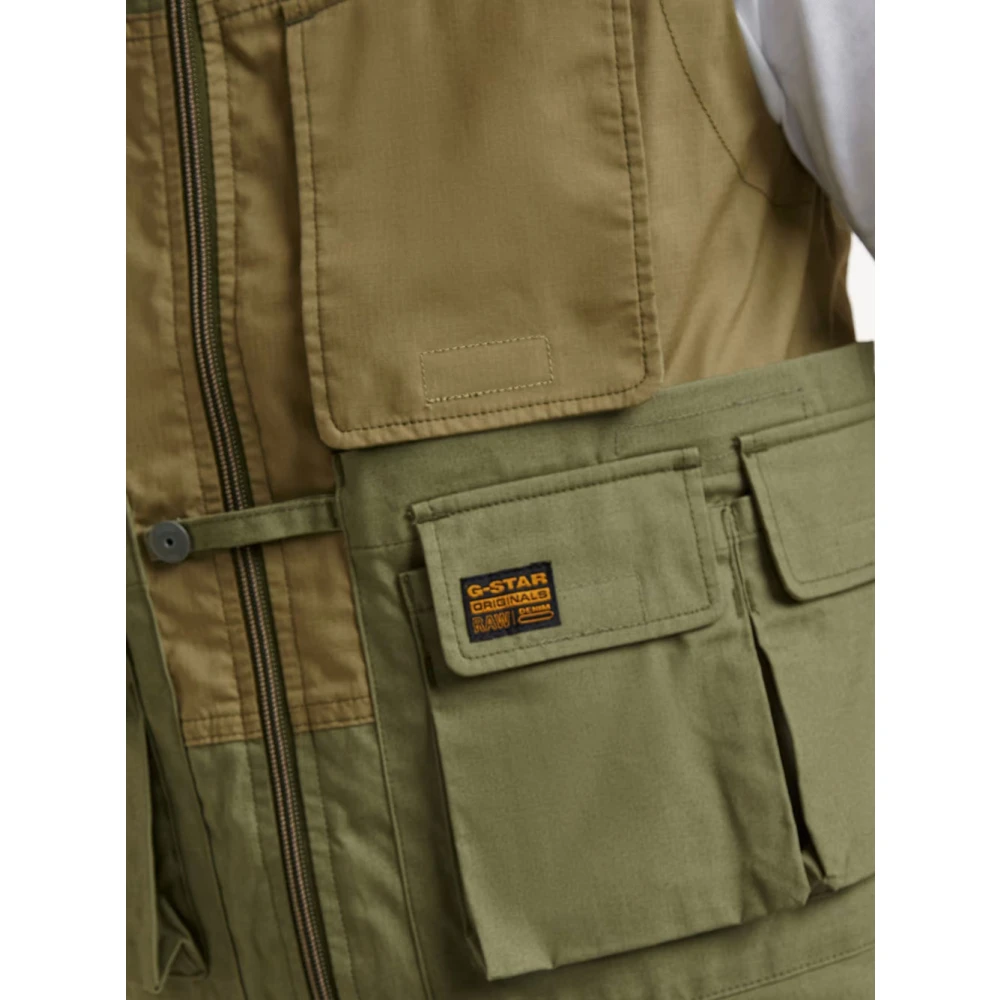 G-Star Mouwloos jack met klittenbandzakken Green Heren