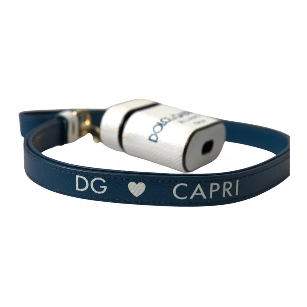 Dolce & Gabbana Logo Print Leren Airpods Hoesje White Dames
