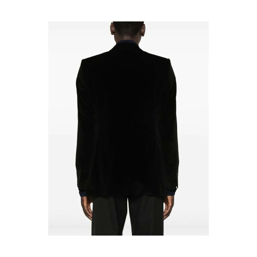 Dolce & Gabbana Zwart Fluwelen Jas Peak Revers Black Heren