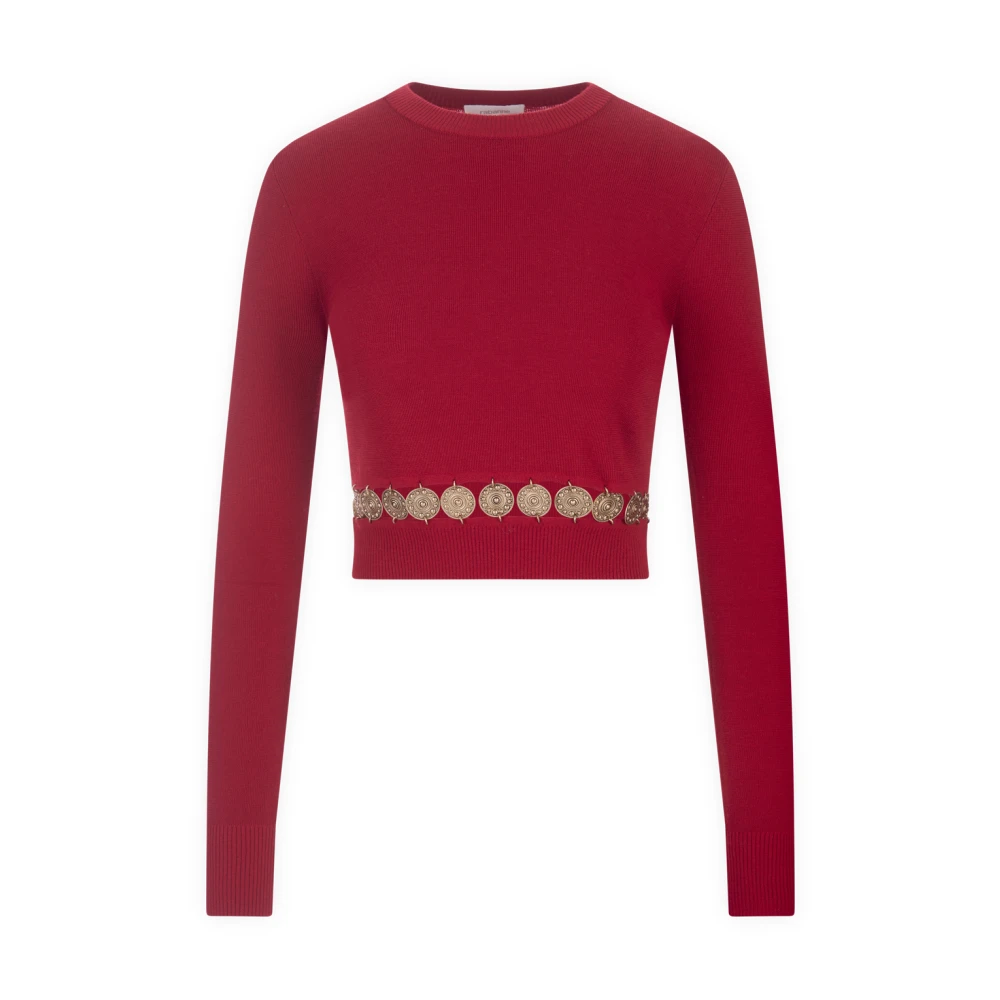 Paco Rabanne Rode Zijde Wol Pullover Red Dames