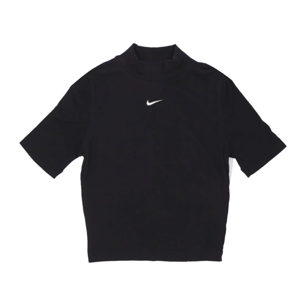 Nike Ribbad Mock Neck T-shirt Black, Dam