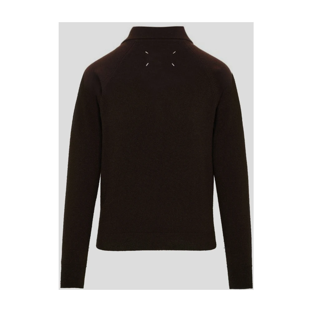 Maison Margiela Wollen Gebreide Polo-stijl Trui Brown Dames