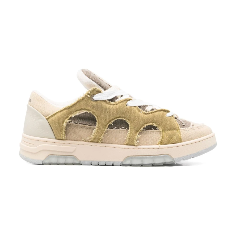 Santha Men's Beige Sneakers, 9 Uk, Lace-Up Trainers With Chunky Sole