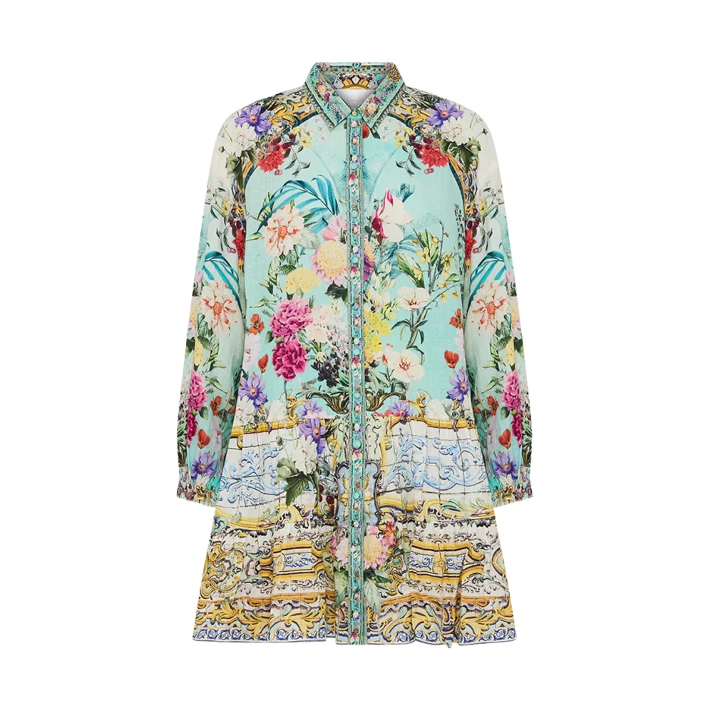 Camilla Gelaagde Korte Jurk Tuinen Queluz Palace Multicolor Dames