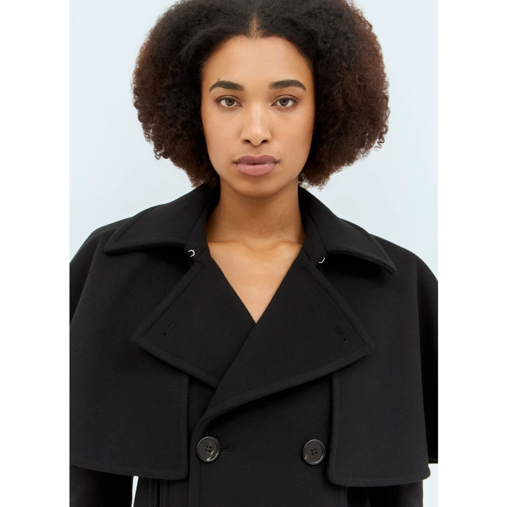 Chloé Wollen lange jas met afneembare cape Black Dames