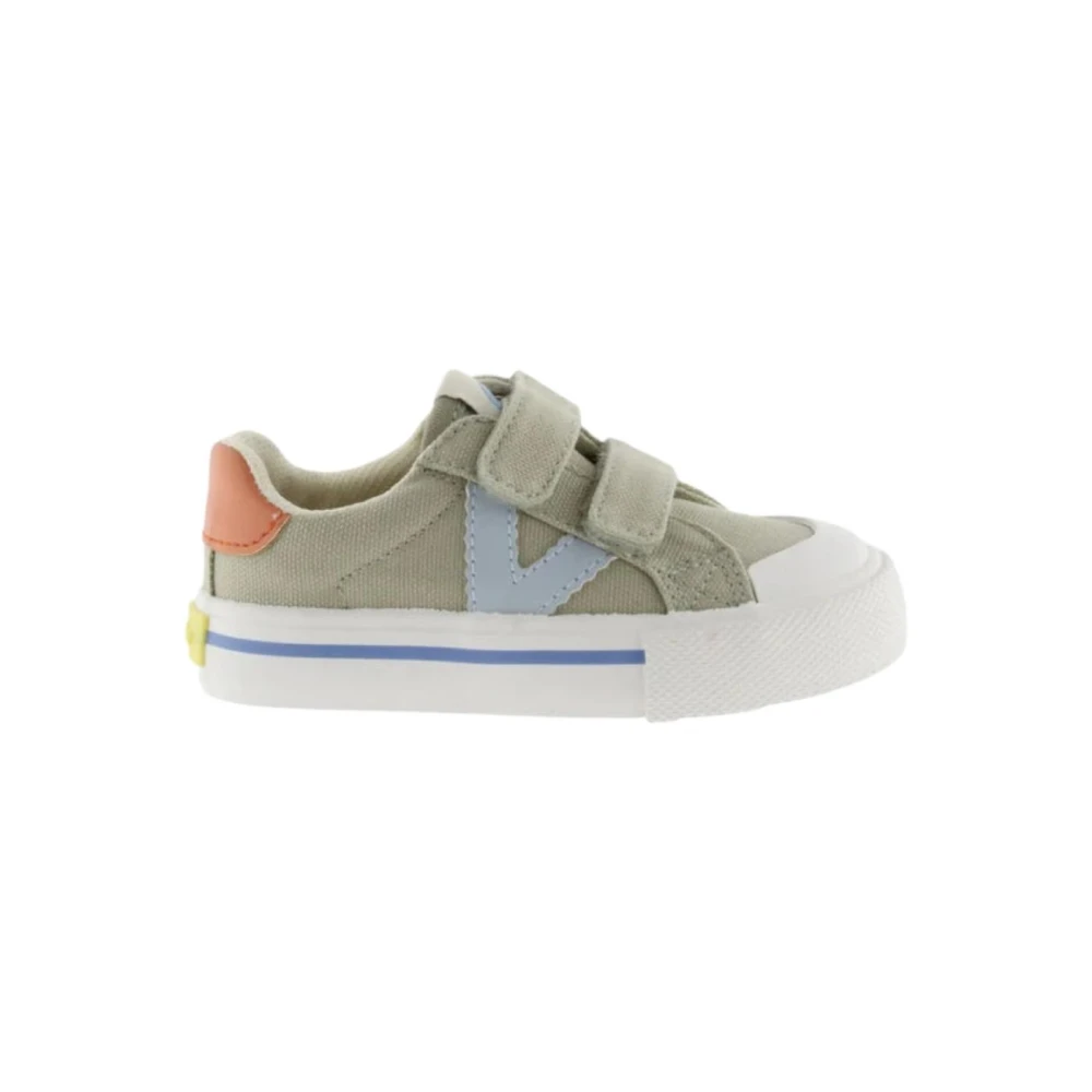 Victoria Boys Green Kids Sneakers, 24 Eu, Khaki Trainers With Rainbow Detail