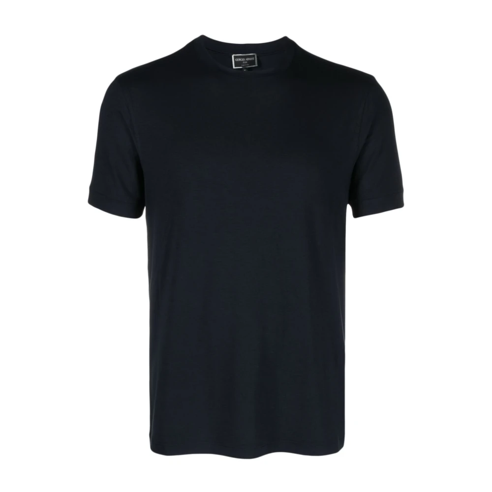 Giorgio Armani Blue T-Shirts, Male, 4XL, Jersey Texture Crew Neck T-Shirt
