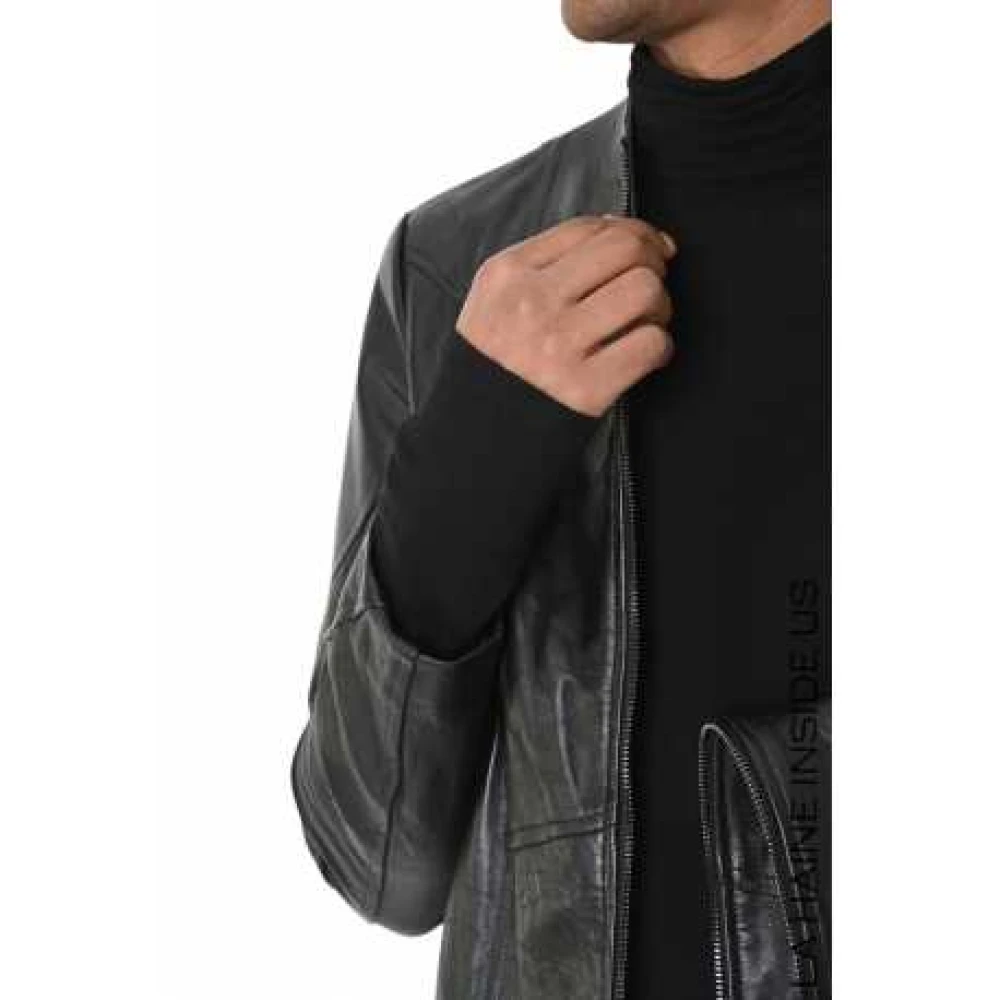 La Haine Inside Us Zwarte Leren Bikerjas Dubbele Rits Black Heren