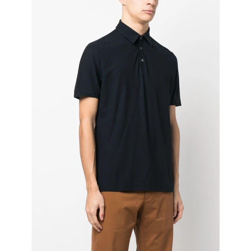 Zanone Blauwe Polo Shirt met 3-Knoopsluiting Blue Heren