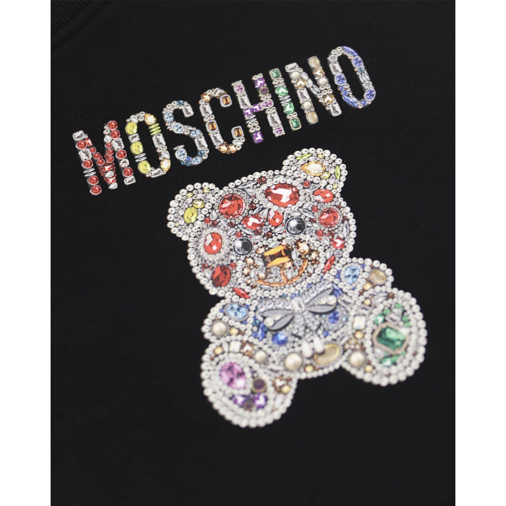 Moschino Cropped Teddy Jewel Sweatshirt Black Dames