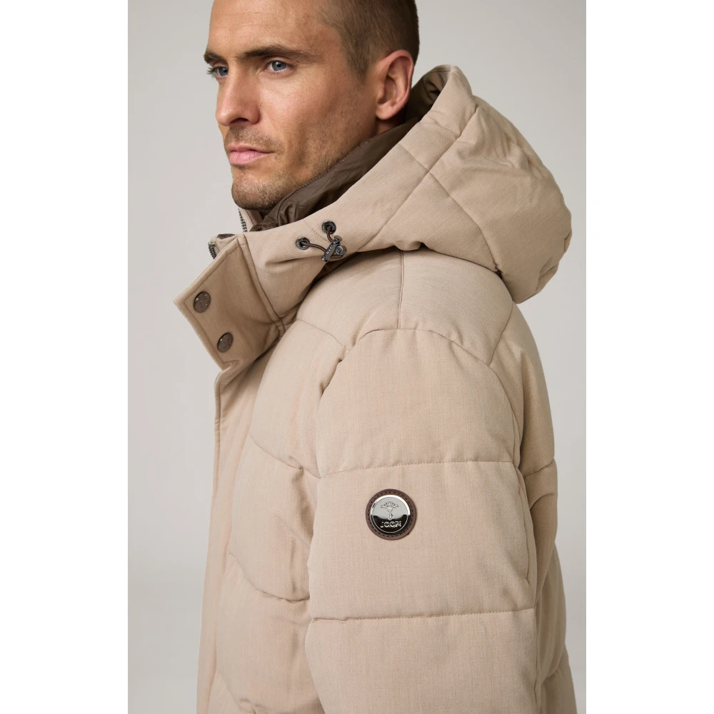 Joop! Gewatteerde heren winterjas met capuchon Brown Heren