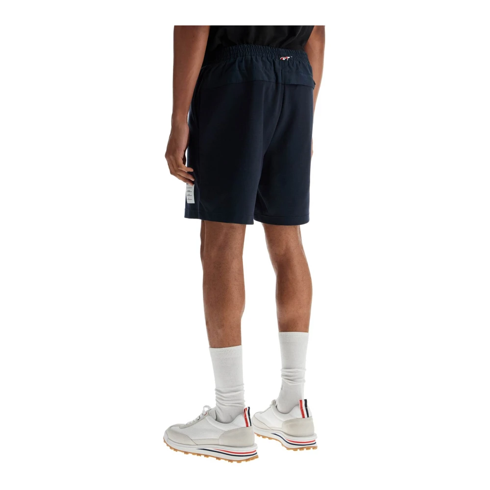 Thom Browne Navy Ripstop en Wol Shorts Combo Blue Heren