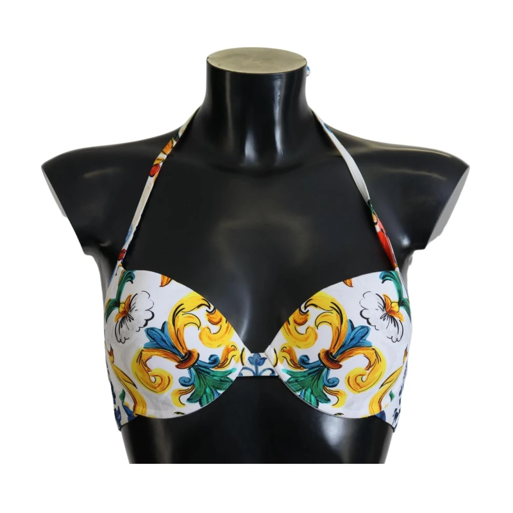 Dolce & Gabbana Majolica Print Bikini Top Multicolor Dames