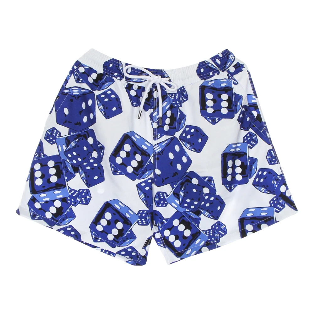 Propaganda Multicolor Beachwear, Male, S, Blue/White Swim Trunks All Over Print