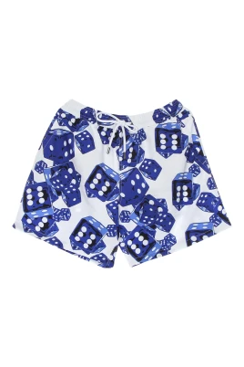 Blå/Vit Badshorts Med Mönster