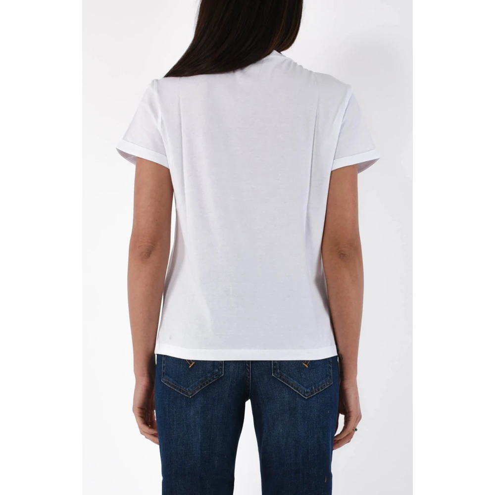 Dondup Katoenen Jersey T-shirt met Borduurwerk White Dames
