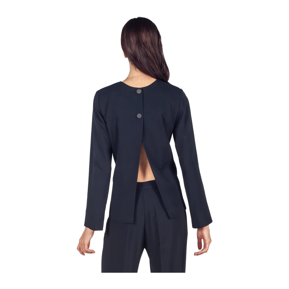 Liviana Conti Zwarte knoopsluiting blouse met darted detail Black Dames